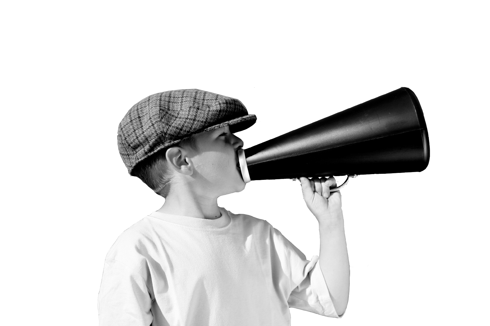 jongen met megafoon0